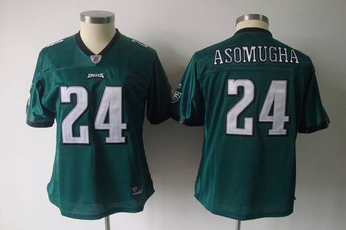 Eagles #24 Nnamdi Asomugha Green Women's Team Color Stitched NFL Jersey - Click Image to Close